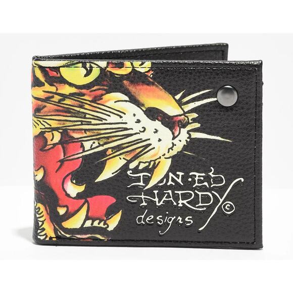 Ed Hardy Men's Tiger Bifold Black Wallet